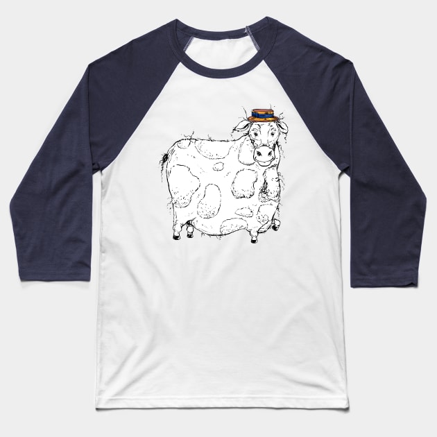 Large Plump Cow with a Precious Barber Shop Hat Baseball T-Shirt by obillwon